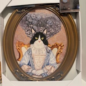 Carol Lew NIB Victorian Cat With Tiara Ornate Oval Framed 18"×15" Cat Lovers